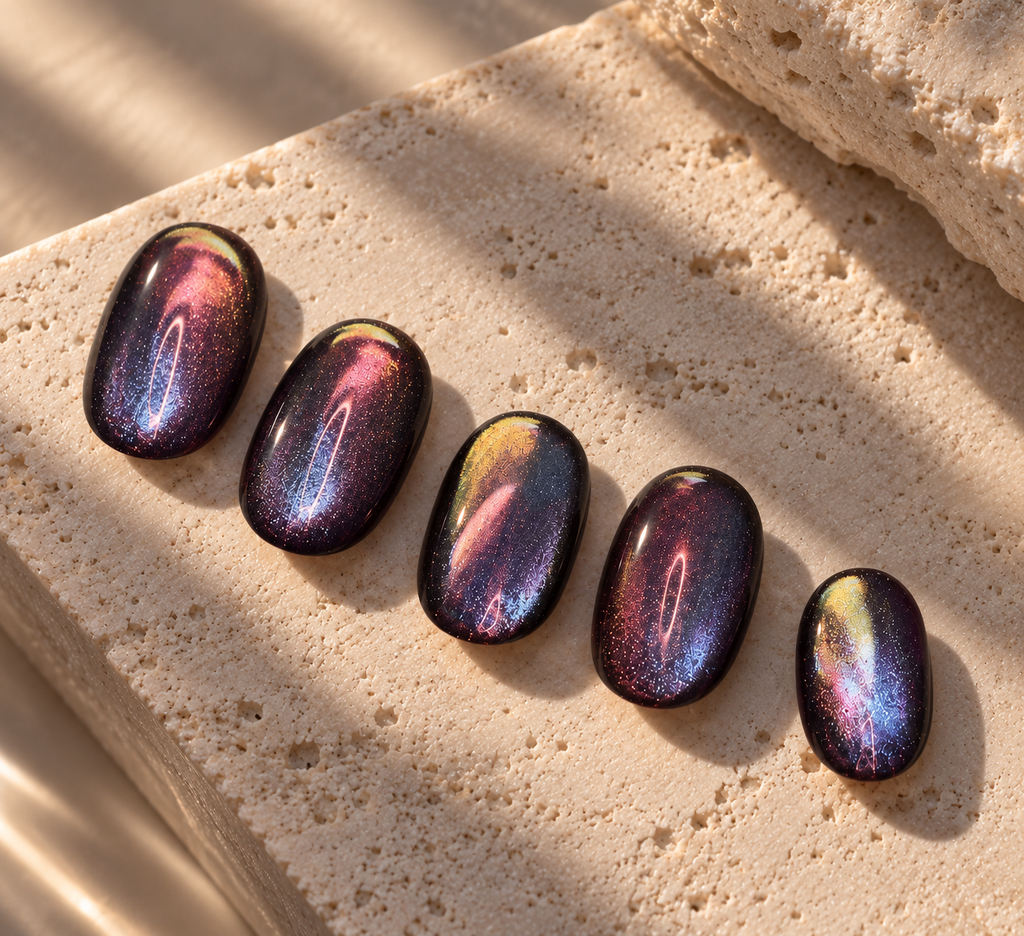 Aurora Noir press-on nails detail