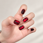 Black Cherry burgundy cat eye press-on nails