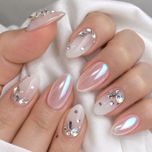 Blush Veil press-on nails