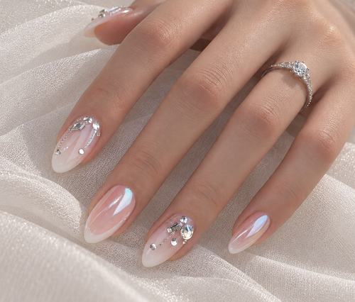 Blush Veil press-on nails, second angle