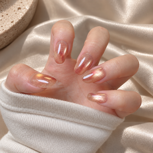 Champagne Shimmer press-on nails, second angle