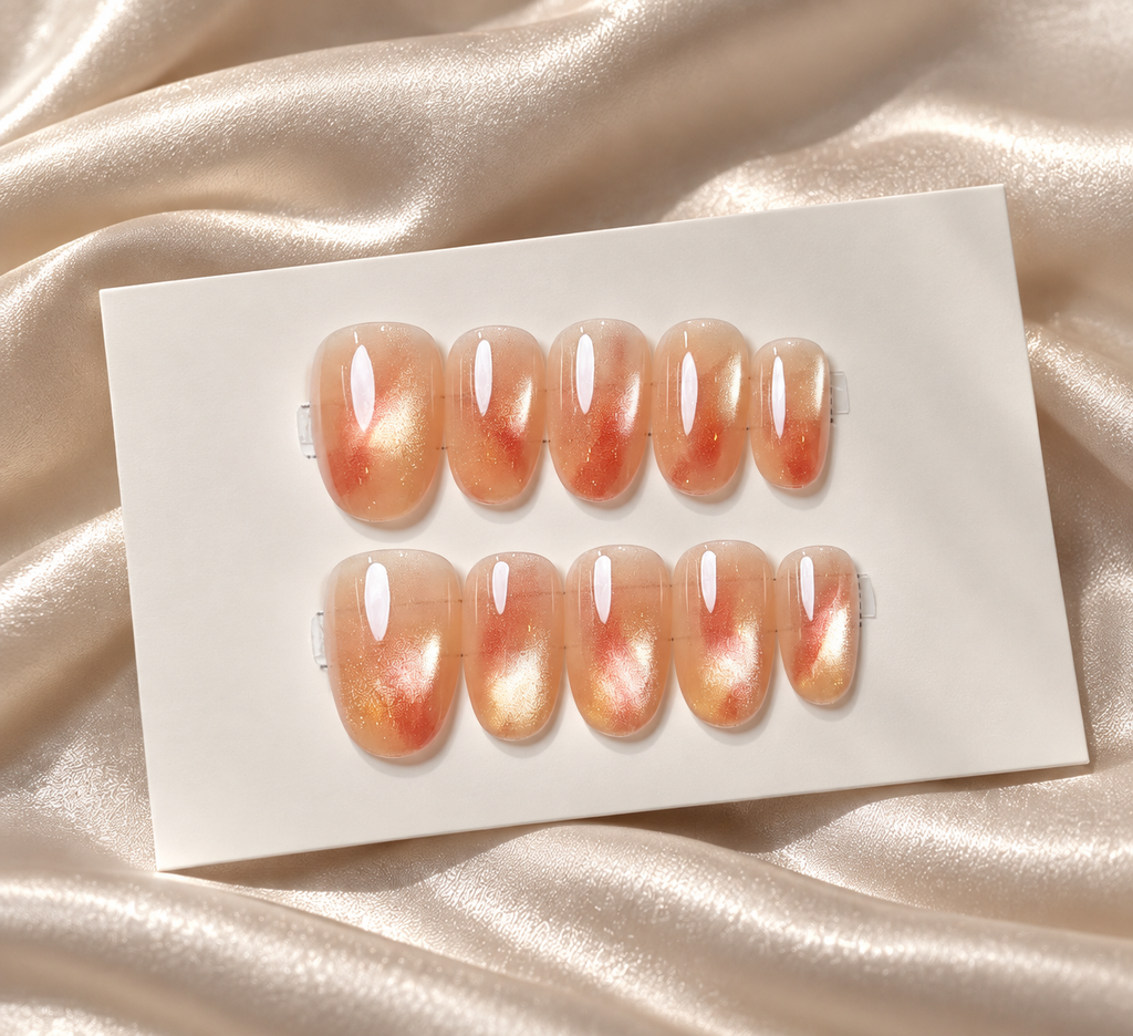 Champagne Shimmer press-on nails, third angle