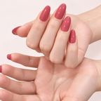Dusty Rose pink almond press-on nails, view 2