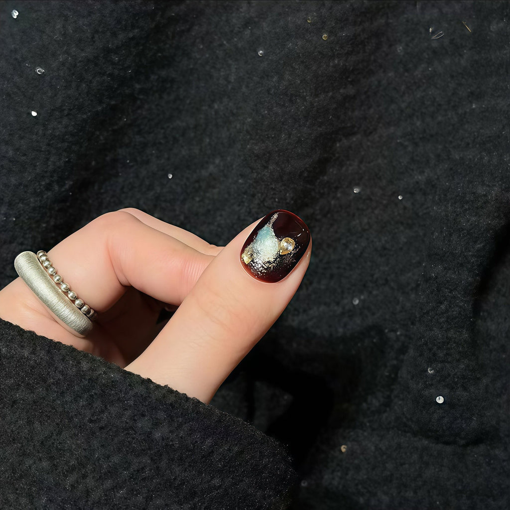 Gilded Mosaic gold foil nail art press-on nails, view 3