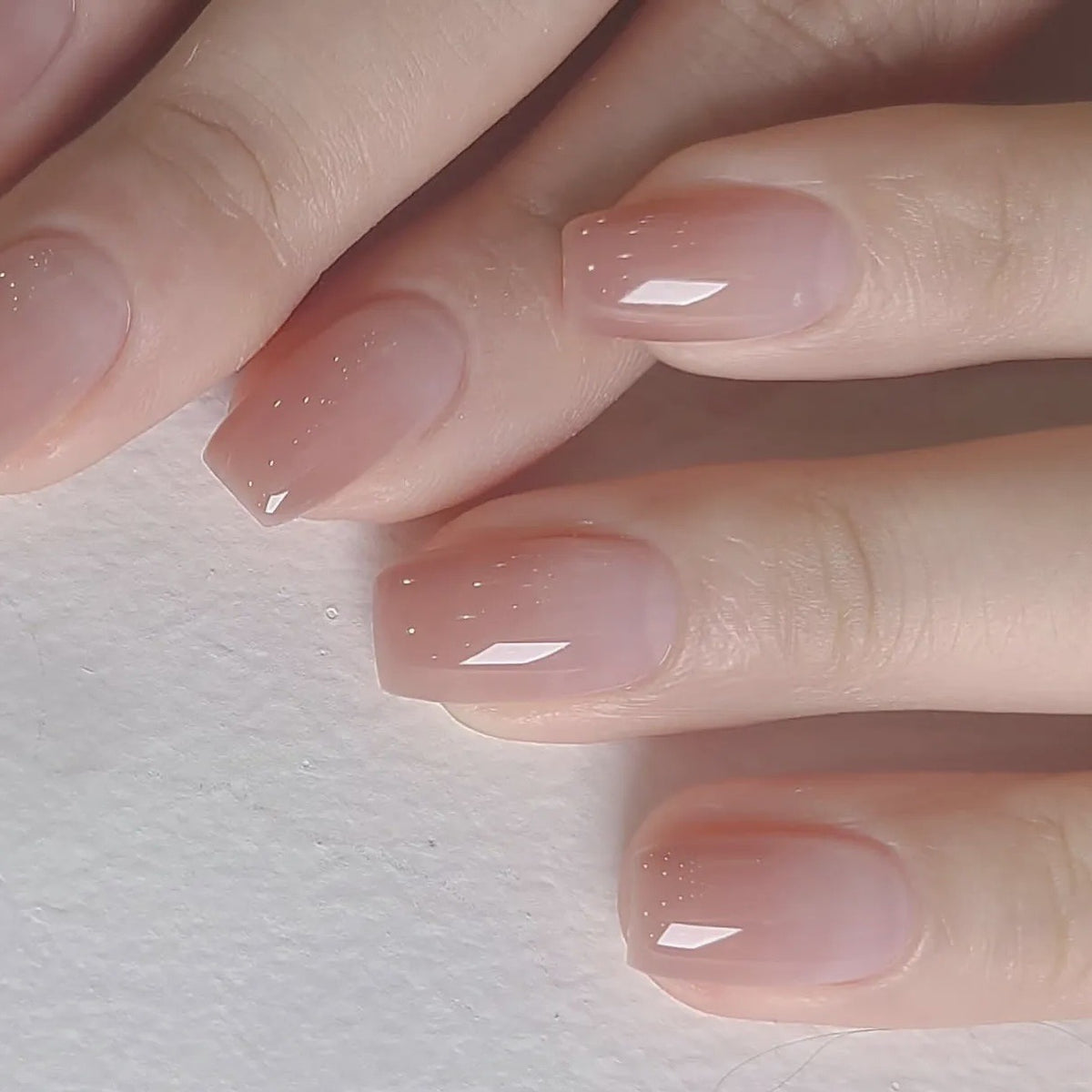 Glazed Square press-on nails, second angle