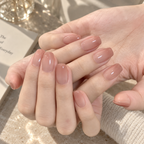Glazed Square press-on nails, third angle
