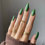 Gloss Edit forest green solid colour almond press-on nails