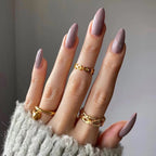 Gloss Edit mauve solid colour almond press-on nails