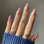 Gloss Edit peach nude solid colour almond press-on nails