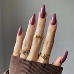 Gloss Edit plum solid colour almond press-on nails