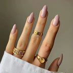 Gloss Edit rose nude solid colour almond press-on nails