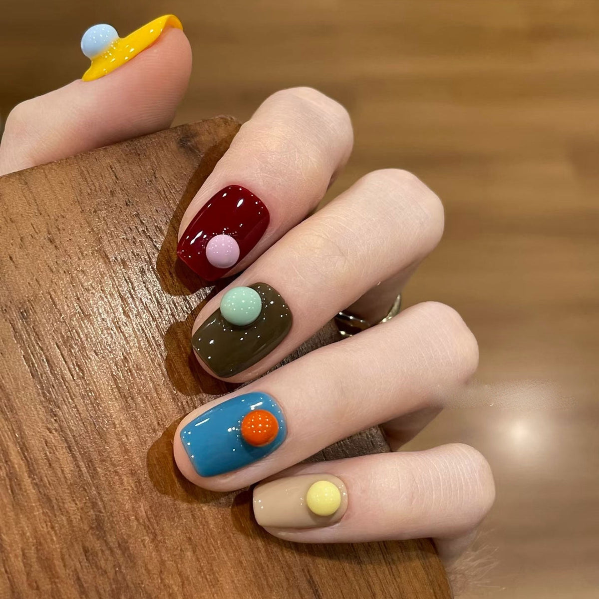 Gumball colourful 3D dot press-on nails, view 5