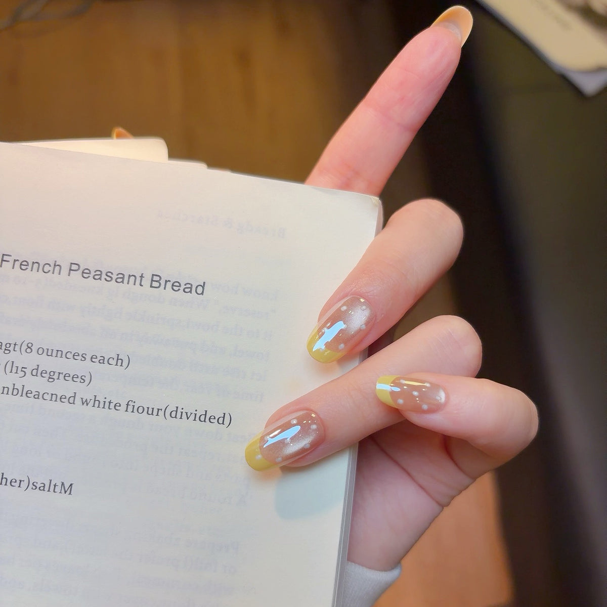 Lemon Glaze yellow French tip chrome press-on nails