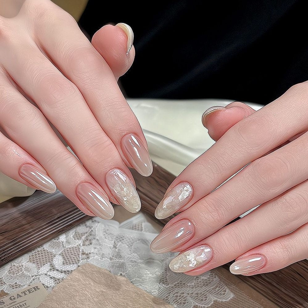 Opal Foil press-on nails, second angle