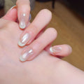 Pearl Kiss pearl chrome French tip press-on nails
