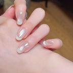 Pearl Kiss pearl chrome French tip press-on nails